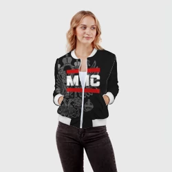 Женский бомбер 3D МЧС белый герб РФ - фото 2