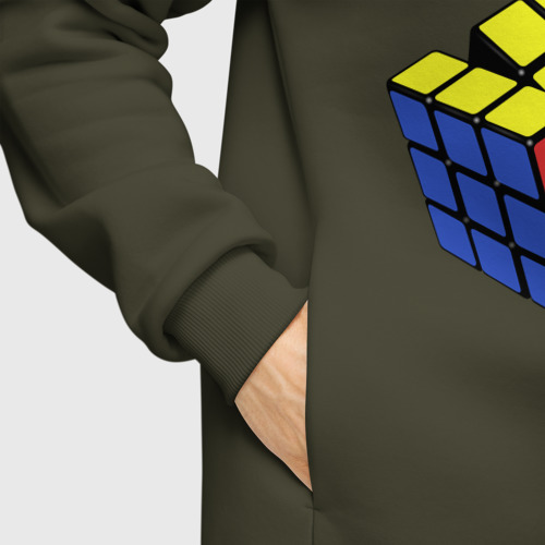 Мужское худи Oversize хлопок Кубик рубика, цвет хаки - фото 8