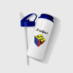 Бутылка для воды с трубочкой Кубик рубика - фото 2
