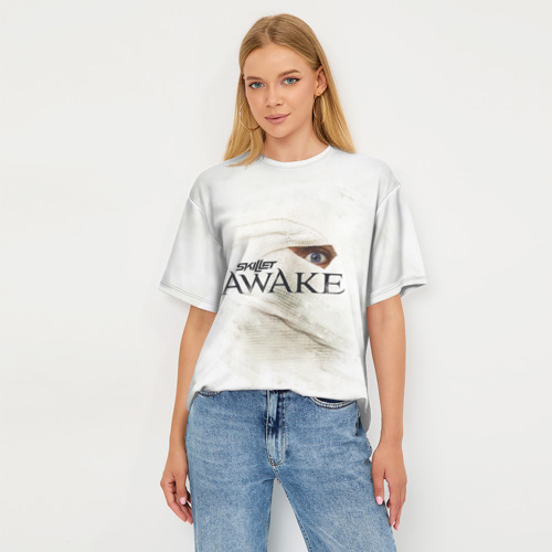 Женская футболка oversize 3D Awake, цвет 3D печать - фото 5