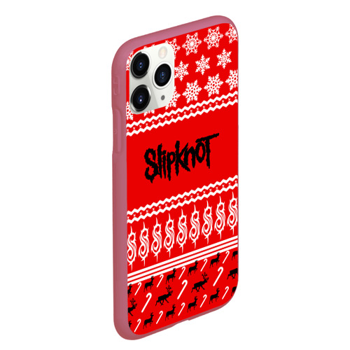 Чехол для iPhone 11 Pro Max матовый Праздничный Slipknot, цвет малиновый - фото 3