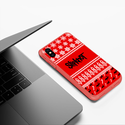 Чехол для iPhone XS Max матовый Праздничный Slipknot, цвет красный - фото 5