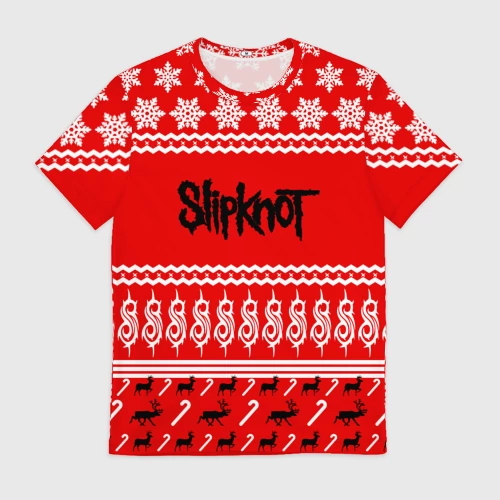 Мужская футболка 3D с принтом Праздничный Slipknot, вид спереди #2