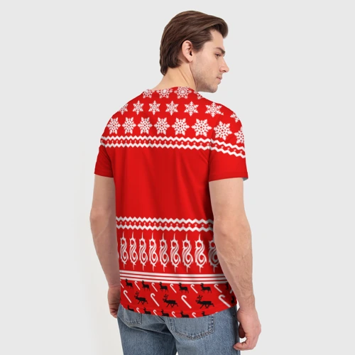 Мужская футболка 3D с принтом Праздничный Slipknot, вид сзади #2