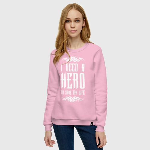 Женский свитшот хлопок I Need a Hero, цвет светло-розовый - фото 3