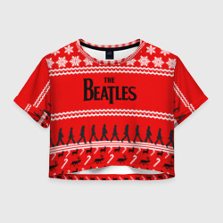 Женская футболка Crop-top 3D Праздничный The Beatles
