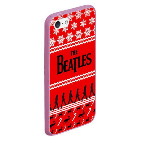 Чехол для iPhone 5/5S матовый Праздничный The Beatles, цвет розовый - фото 3