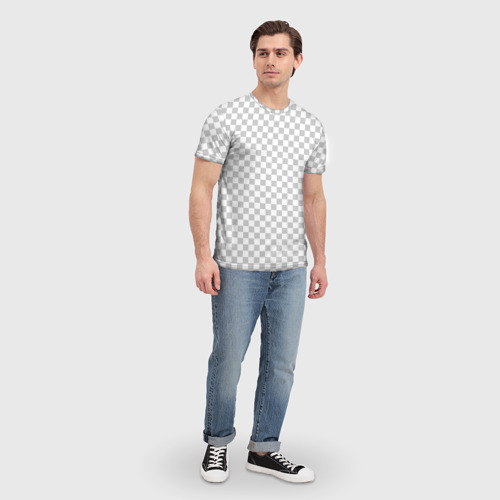 Мужская футболка 3D Прозрачность из редактора - паттерн квадратиков - фото 5