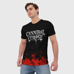 Футболка с принтом Cannibal Corpse для женщины, вид на модели спереди №2. Цвет основы: белый