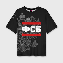 Женская футболка oversize 3D ФСБ белый герб РФ