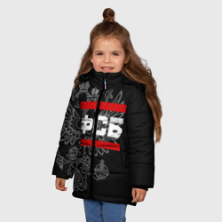 Зимняя куртка для девочек 3D ФСБ белый герб РФ - фото 2