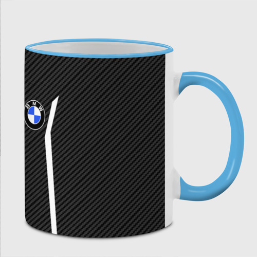 Кружка с полной запечаткой BMW carbon БМВ карбон, цвет Кант небесно-голубой