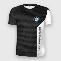 Мужская футболка 3D Slim BMW carbon БМВ карбон
