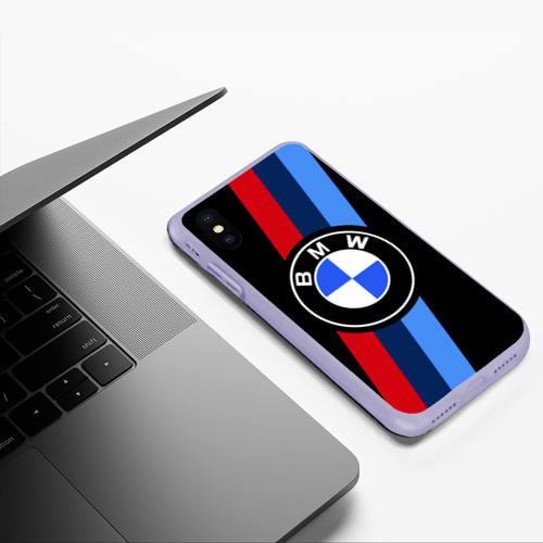 Чехол для iPhone XS Max матовый BmW 2021 m sport БмВ м спорт, цвет светло-сиреневый - фото 5