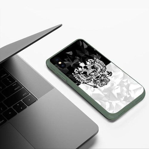 Чехол для iPhone XS Max матовый Russia - Black Collection, цвет темно-зеленый - фото 5