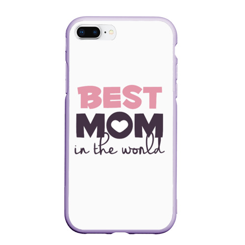 Чехол для iPhone 7Plus/8 Plus матовый Лучшая мама в мире best mom IN the world, цвет светло-сиреневый