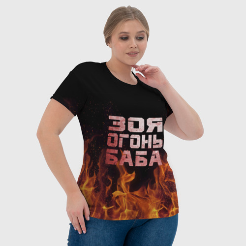 Женская футболка 3D Зоя огонь баба, цвет 3D печать - фото 6