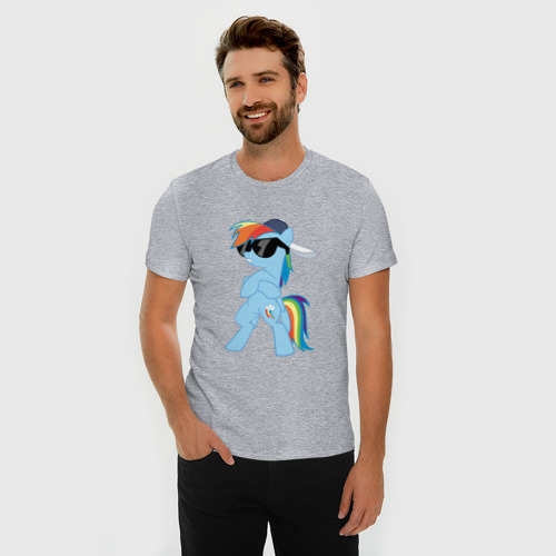 Мужская футболка хлопок Slim Крутая пони, цвет меланж - фото 3