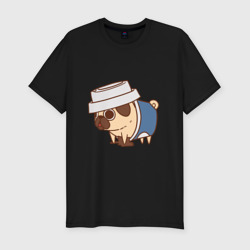 Приталенная футболка мопс-кофе (Мужская)
