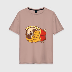 Мопс-фри – Женская футболка хлопок Oversize с принтом купить со скидкой в -16%