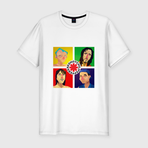 Мужская приталенная футболка из хлопка с принтом Red Hot Chili Peppers, вид спереди №1