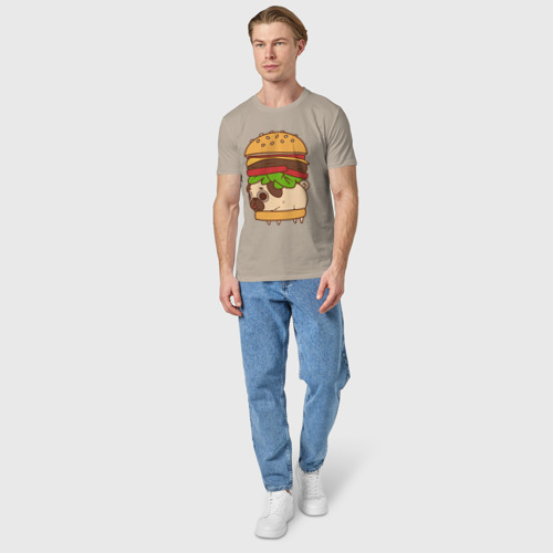 Мужская футболка хлопок Мопс-бургер, цвет миндальный - фото 5