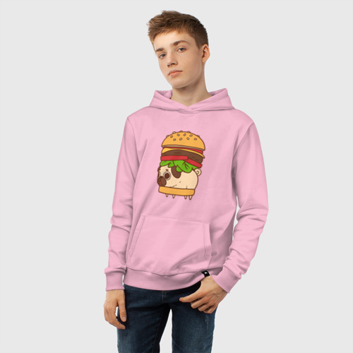Детская толстовка хлопок Мопс-бургер, цвет светло-розовый - фото 6