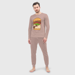 Мужская пижама с лонгсливом хлопок Мопс-бургер - фото 2