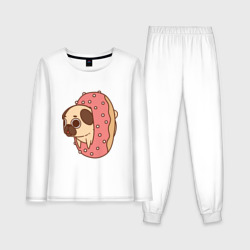 Женская пижама с лонгсливом хлопок Мопс-пончик