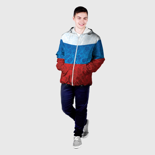 Мужская куртка 3D Россия хохлома триколор, цвет 3D печать - фото 3