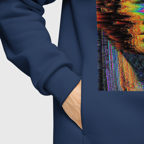 Мужское худи Oversize хлопок Pixel glitch wave art David statue, цвет темно-синий - фото 8