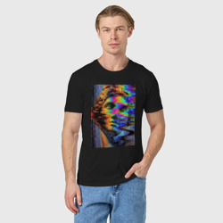 Мужская футболка хлопок Pixel glitch wave art David statue - фото 2