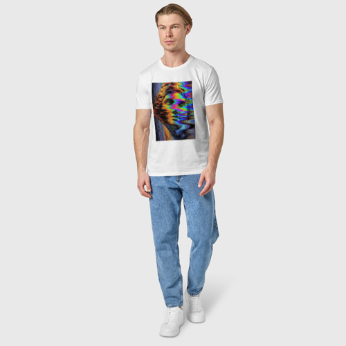 Мужская футболка хлопок Pixel glitch wave art David statue - фото 5