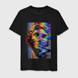 Pixel glitch wave art David statue – Футболка из хлопка с принтом купить со скидкой в -20%