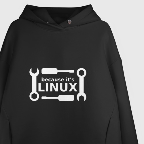 Женское худи Oversize хлопок Потому что это Linux, цвет черный - фото 3