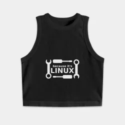 Женская укороченная майка-топ хлопок Потому что это Linux