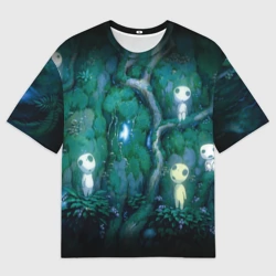 Женская футболка oversize 3D Принцесса Мононоке 5