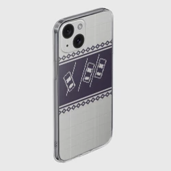 Чехол для iPhone 15 силиконовый с защитой камеры Свитер с оленем - фото 2