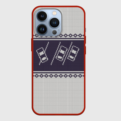 Чехол для iPhone 13 Pro Свитер с оленем, цвет красный
