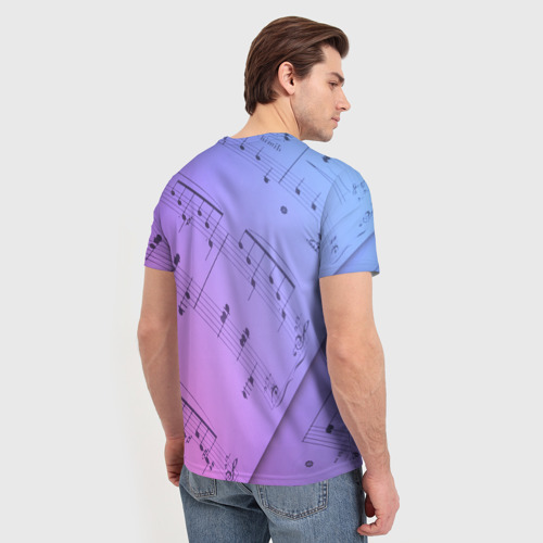 Мужская футболка 3D с принтом Ноты, вид сзади #2