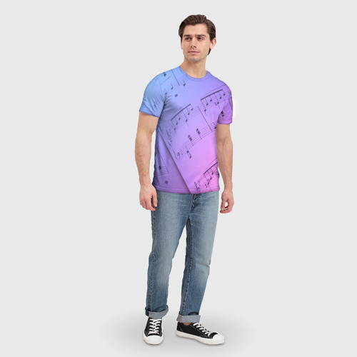 Мужская футболка 3D с принтом Ноты, вид сбоку #3
