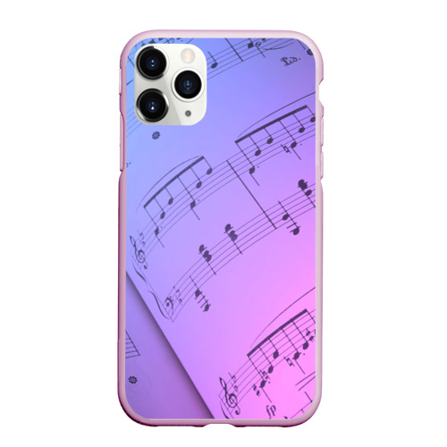 Чехол для iPhone 11 Pro Max матовый Ноты, цвет розовый