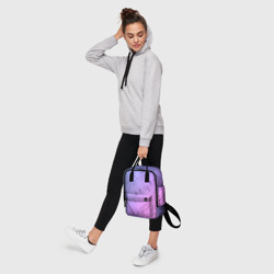 Рюкзак с принтом Ноты для женщины, вид на модели спереди №4. Цвет основы: белый