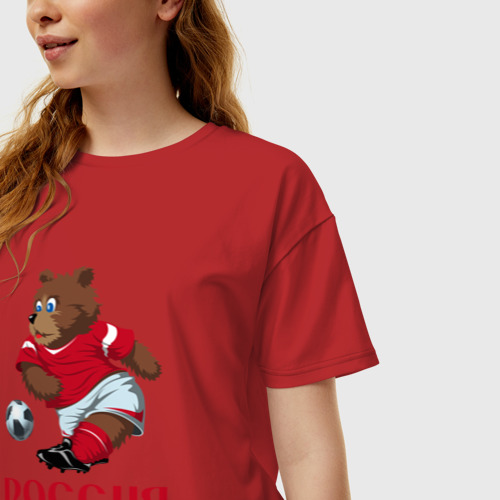 Женская футболка хлопок Oversize Россия 2018-5, цвет красный - фото 3