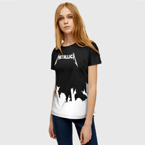 Женская футболка 3D с принтом Metallica, фото на моделе #1