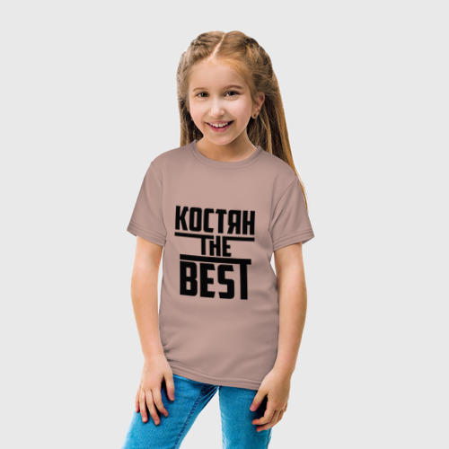 Детская футболка хлопок Костян the best, цвет пыльно-розовый - фото 5