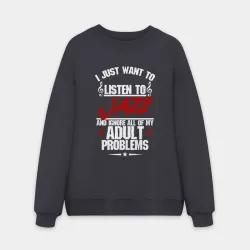 Мужской свитшот oversize без начеса хлопок Я прост хочу слушать Jazz