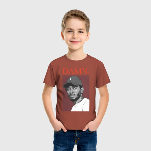 Детская футболка хлопок с принтом DAMN, фото на моделе #1