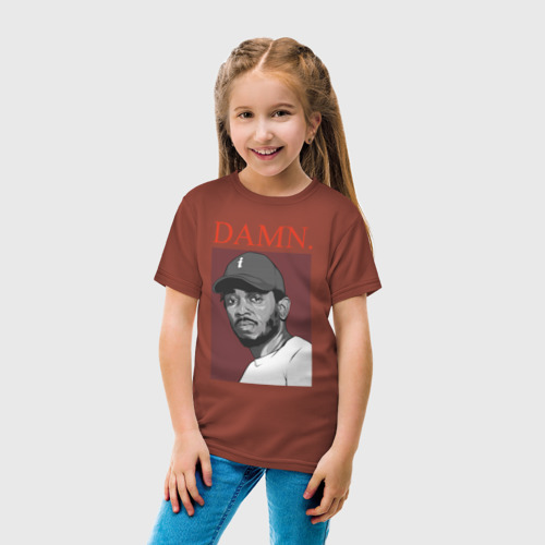 Детская футболка хлопок с принтом DAMN, вид сбоку #3