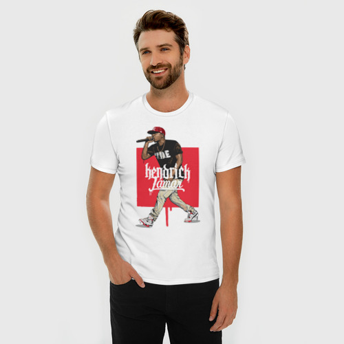 Мужская футболка хлопок Slim Кендрик Ламар, цвет белый - фото 3